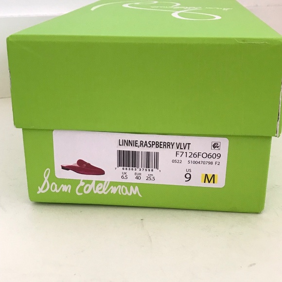 SAM EDELMAN Linnie Velvet Mule Slip On Flat Pink Women’s Size 9 - Picture 16 of 16